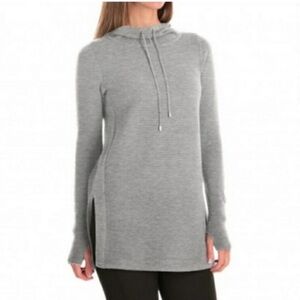 ARTISAN NY Gray Knit Tunic Hoodie Sweater S Ribbed Pullover Long